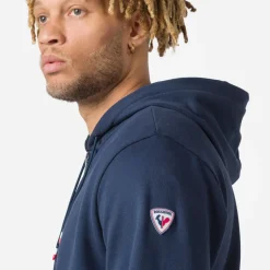 Felpa felpata con cappuccio e zip integrale uomo logo