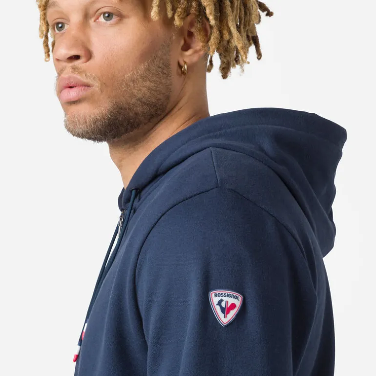 Felpa felpata con cappuccio e zip integrale uomo logo